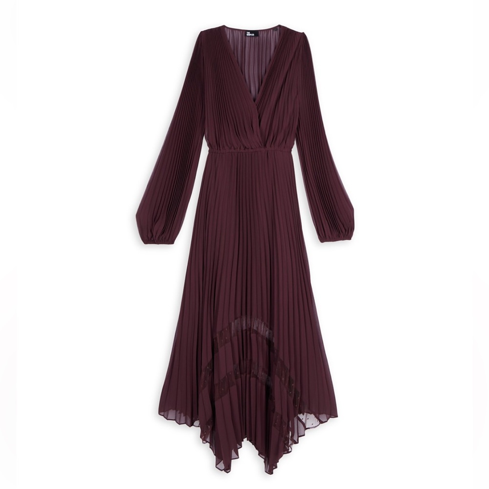 NWT The Kooples Pleated Asymmetric Midi Dress -2
